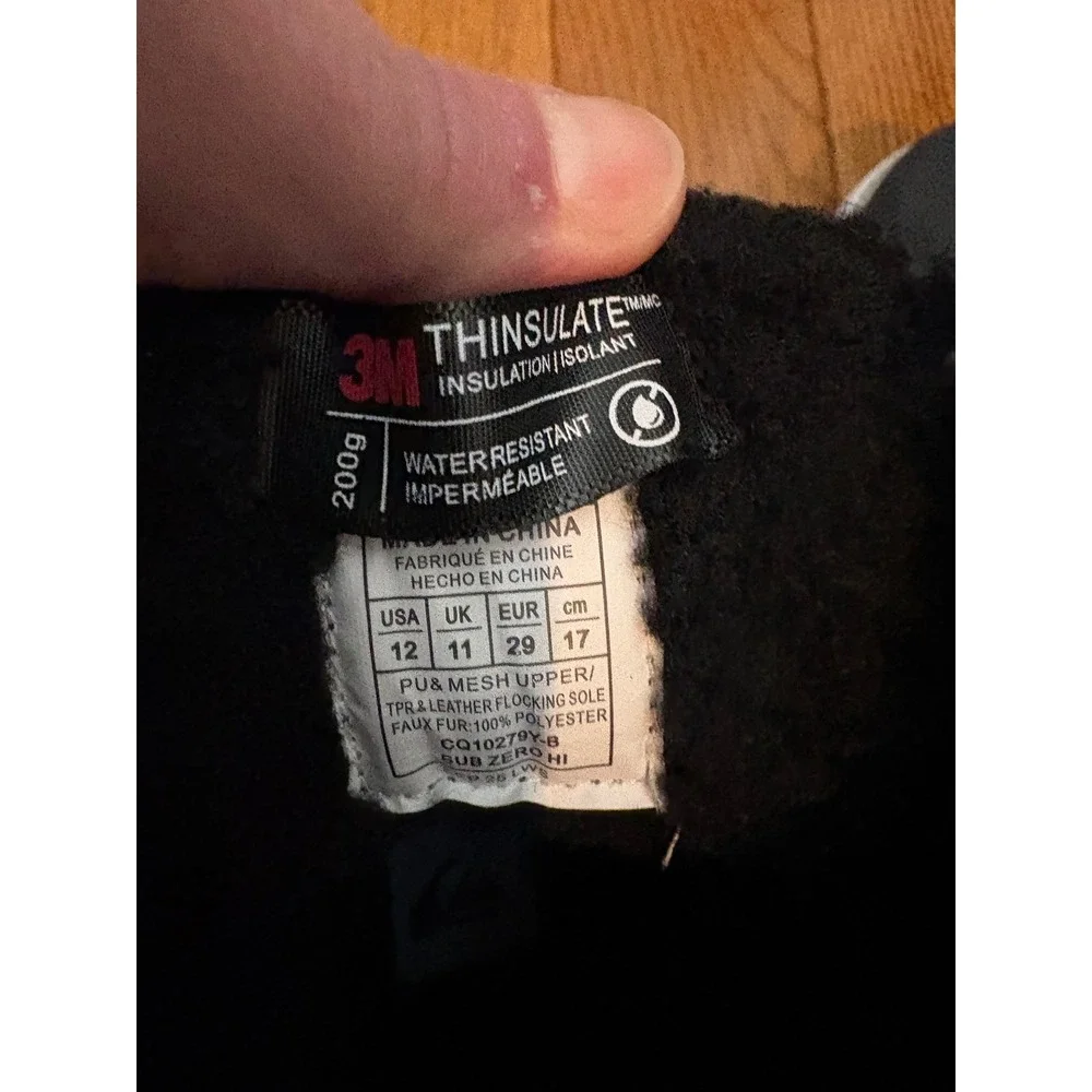 Quiksilver Kids Sub Zero Hi Black White Insulated‎ Winter Snow Boots Size 12 NEW